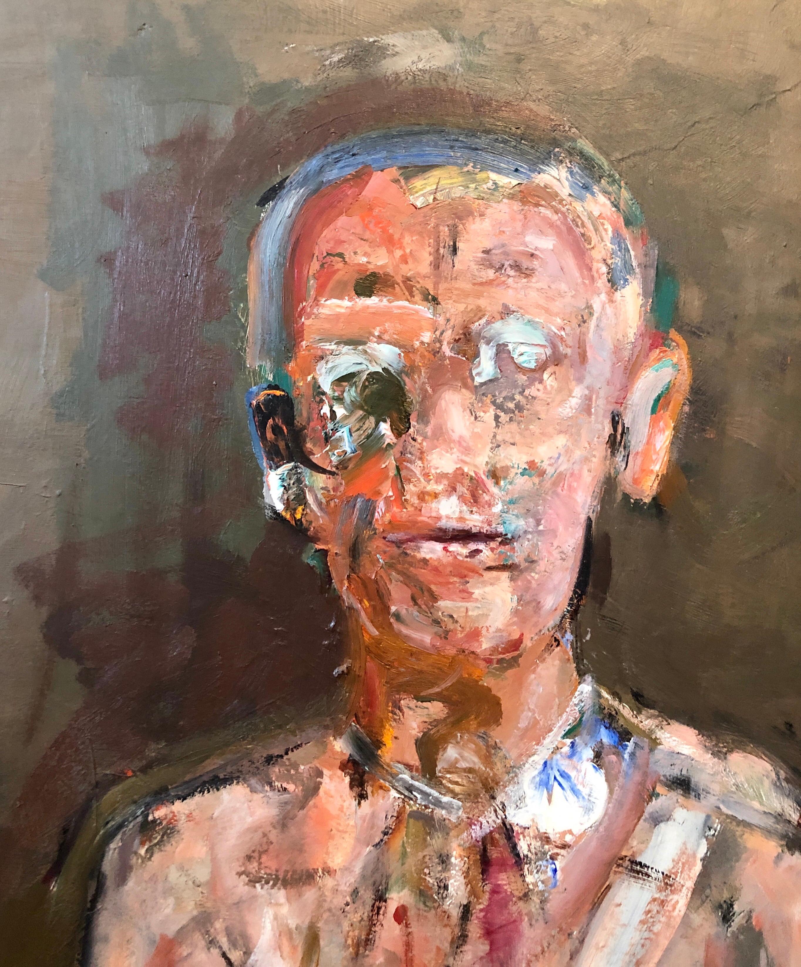 Retrato de Hombre Militar Figurativo Abstracto Pintura al Óleo Artista Modernista Americano - Painting moderno estadounidense de Dean Richardson