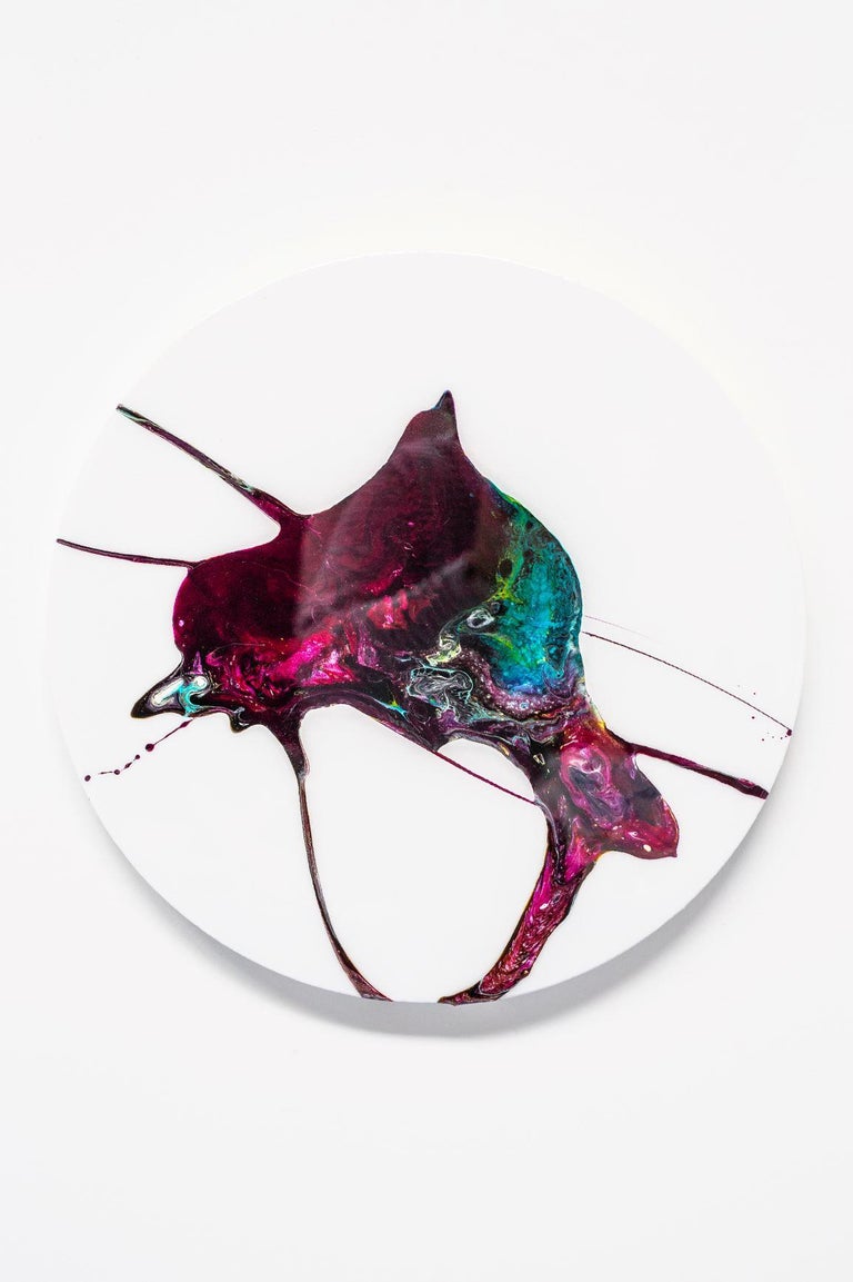 Dean Rossiter "Champagne Charlie" Abstract tondo painting For Sale