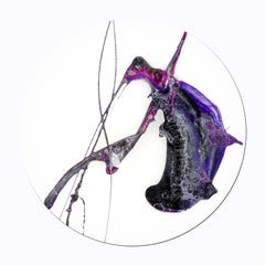 "Midnight Cowboy" - Purple abstract tondo painting 