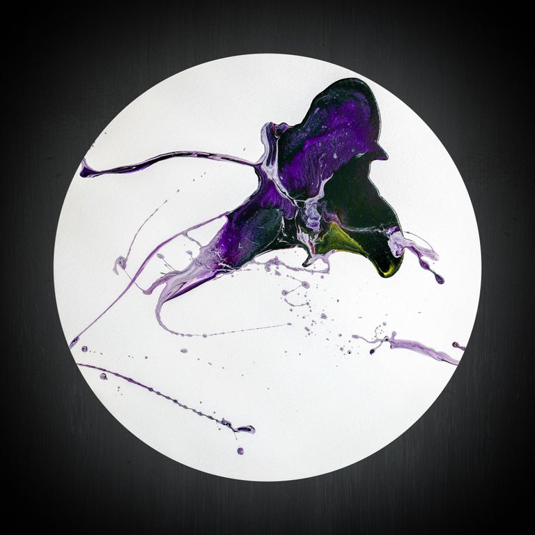 Dean Rossiter "Stalking Horse" Purple abstract tondo painting For