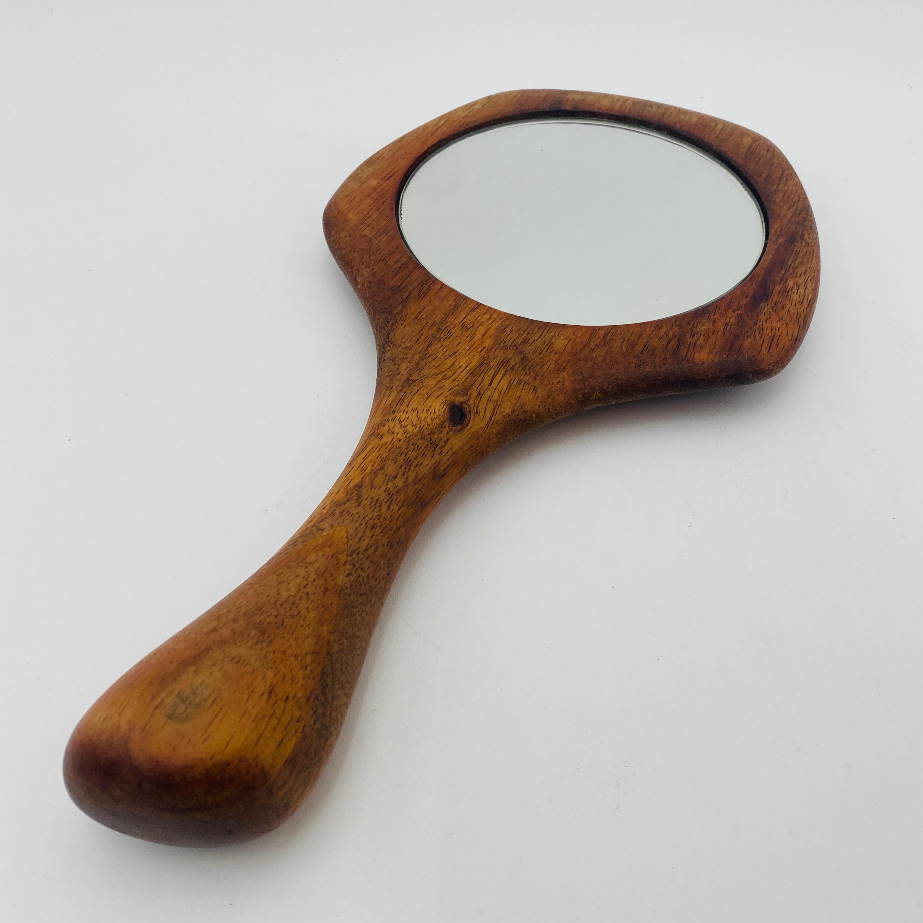 Miroir à la main de Dean Santner, Californie, design moderne du milieu du siècle dernier en vente 3