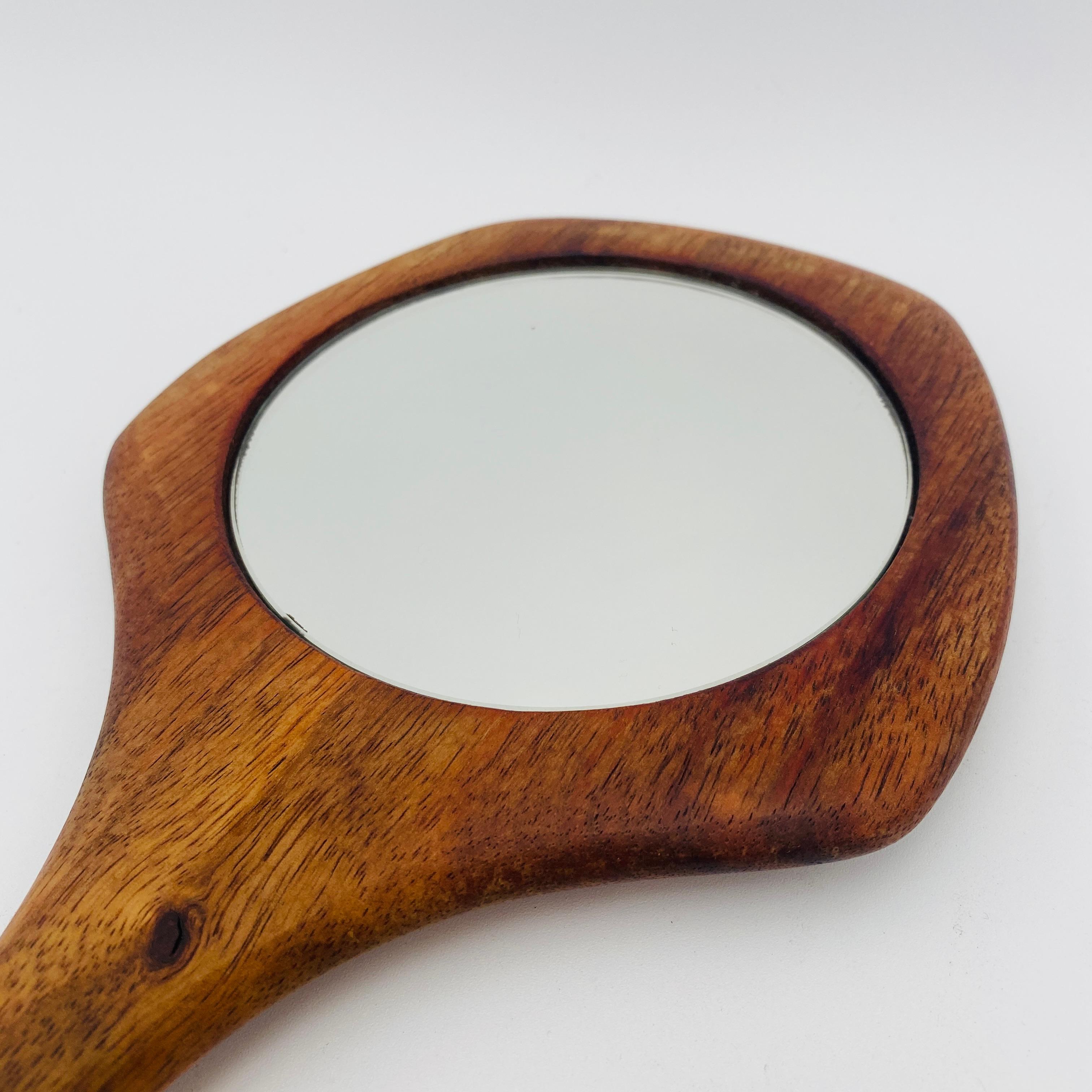 Fait main Miroir à la main de Dean Santner, Californie, design moderne du milieu du siècle dernier en vente