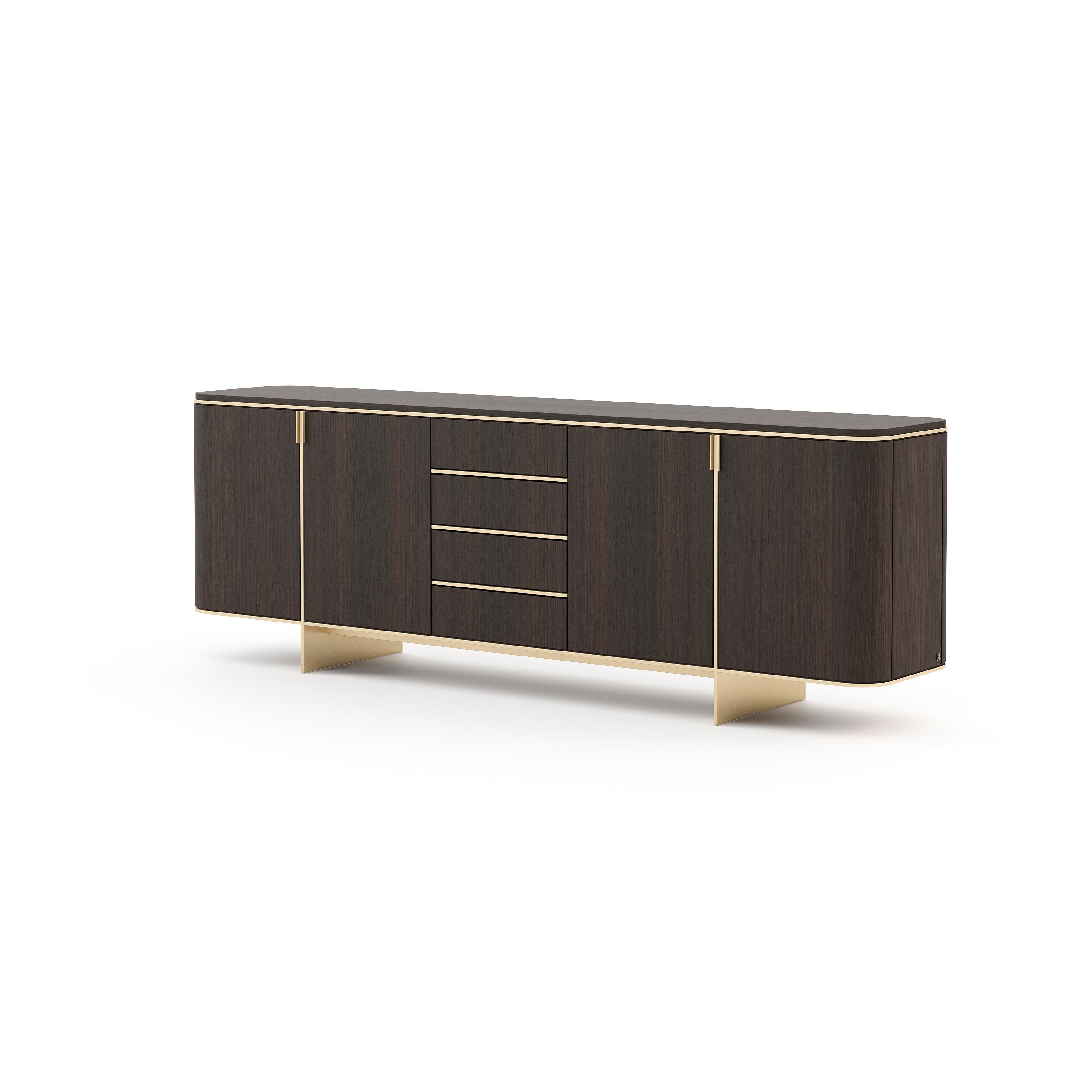 Dean sideboard strong textures and patterns are echos of the distinguishing beauty that defines Mid-Century Modern furniture designs. Carved in Laskasas workshops, this storage piece transforms spaces and settles interior design concepts. Made in