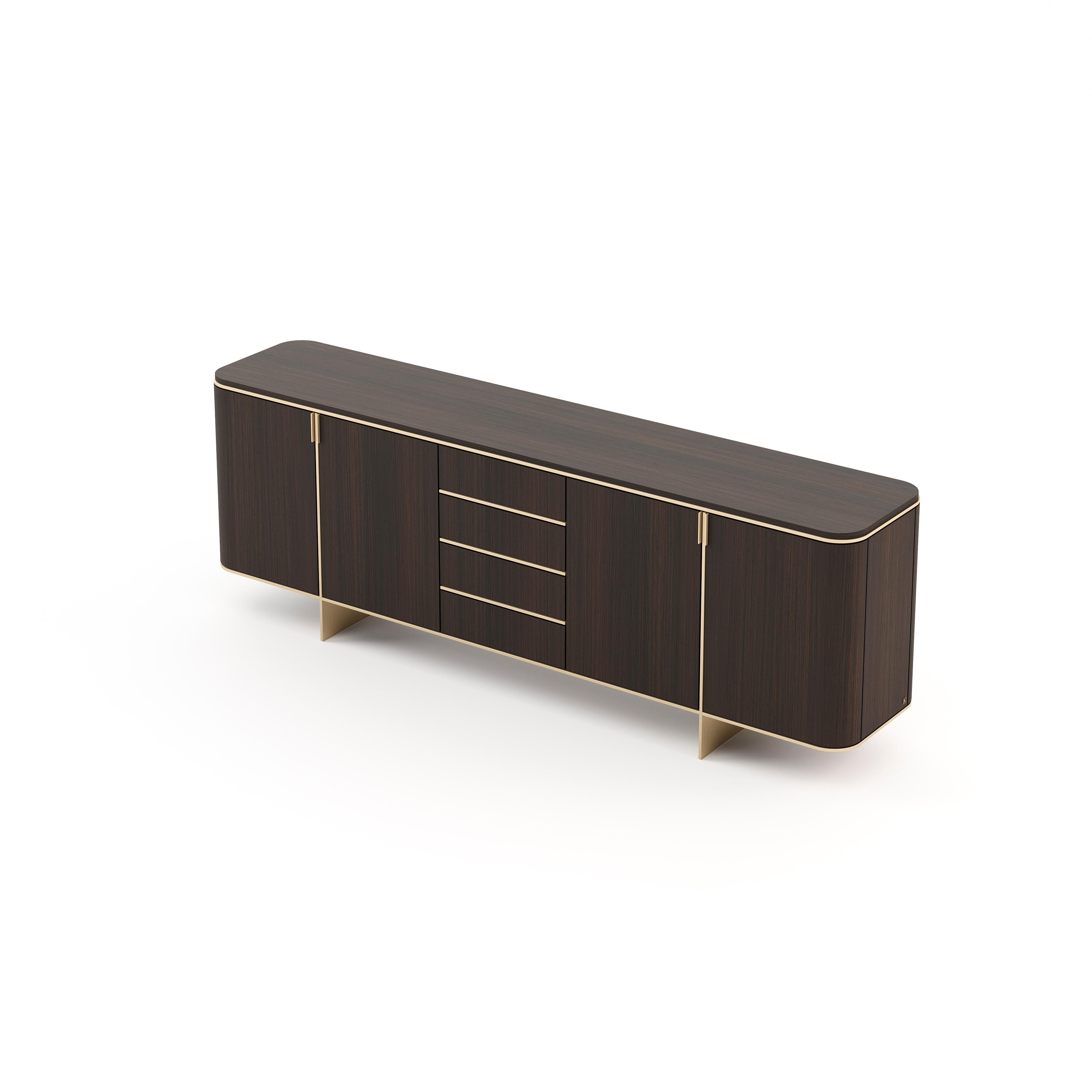 Modern 21st-century wooden sideboard cabinet with marble top for living room  For Sale