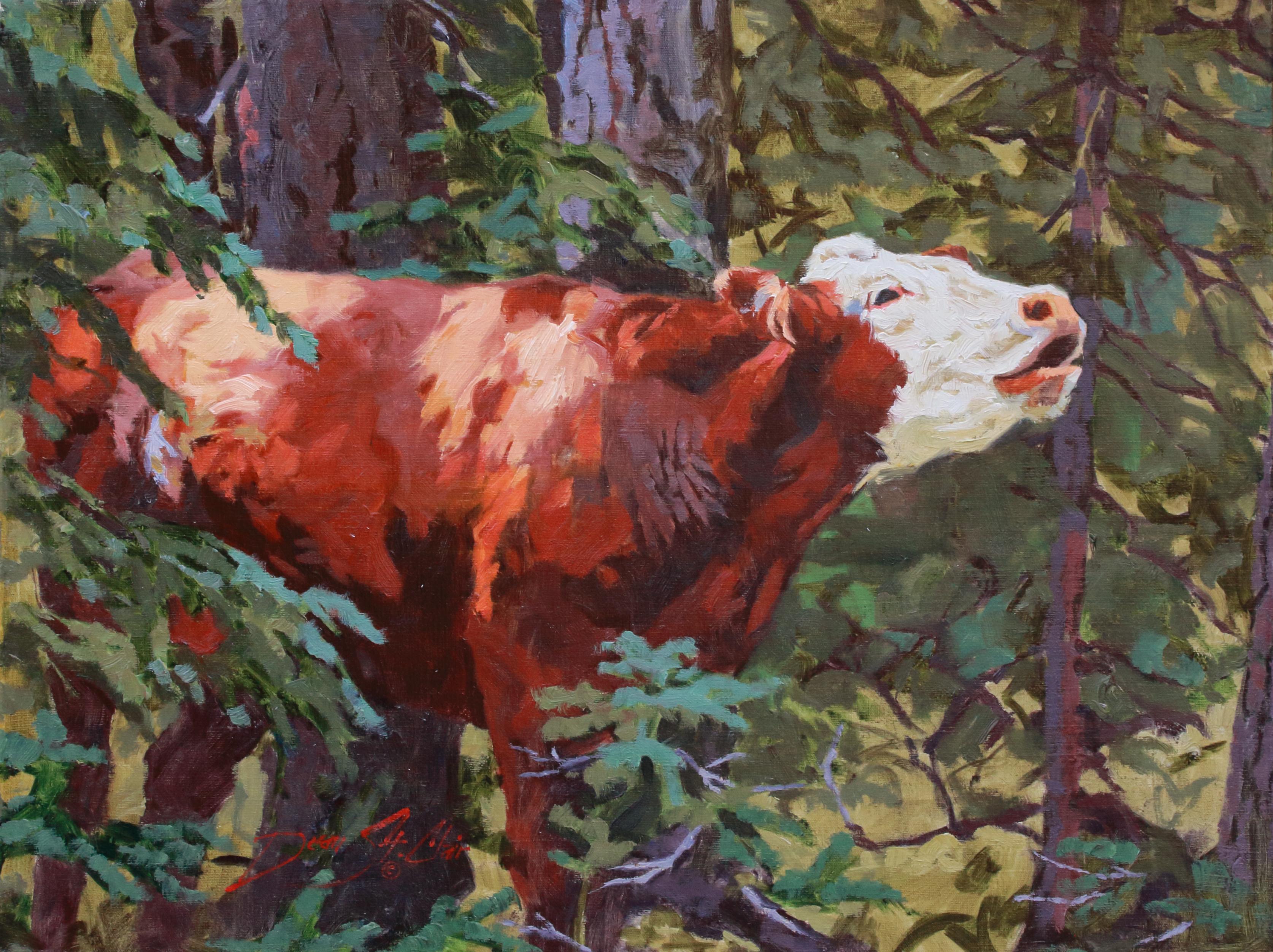 Mooing Cow - Impressionist Painting by Dean St. Clair