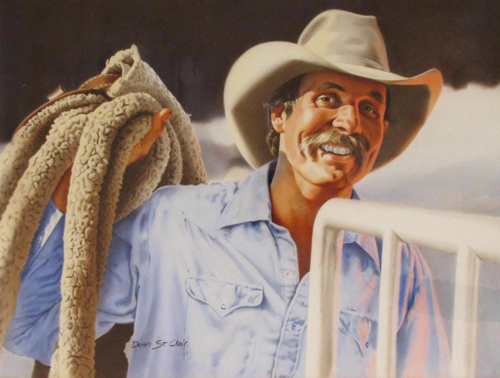 Smilin' Cowboy - Realist Painting by Dean St. Clair