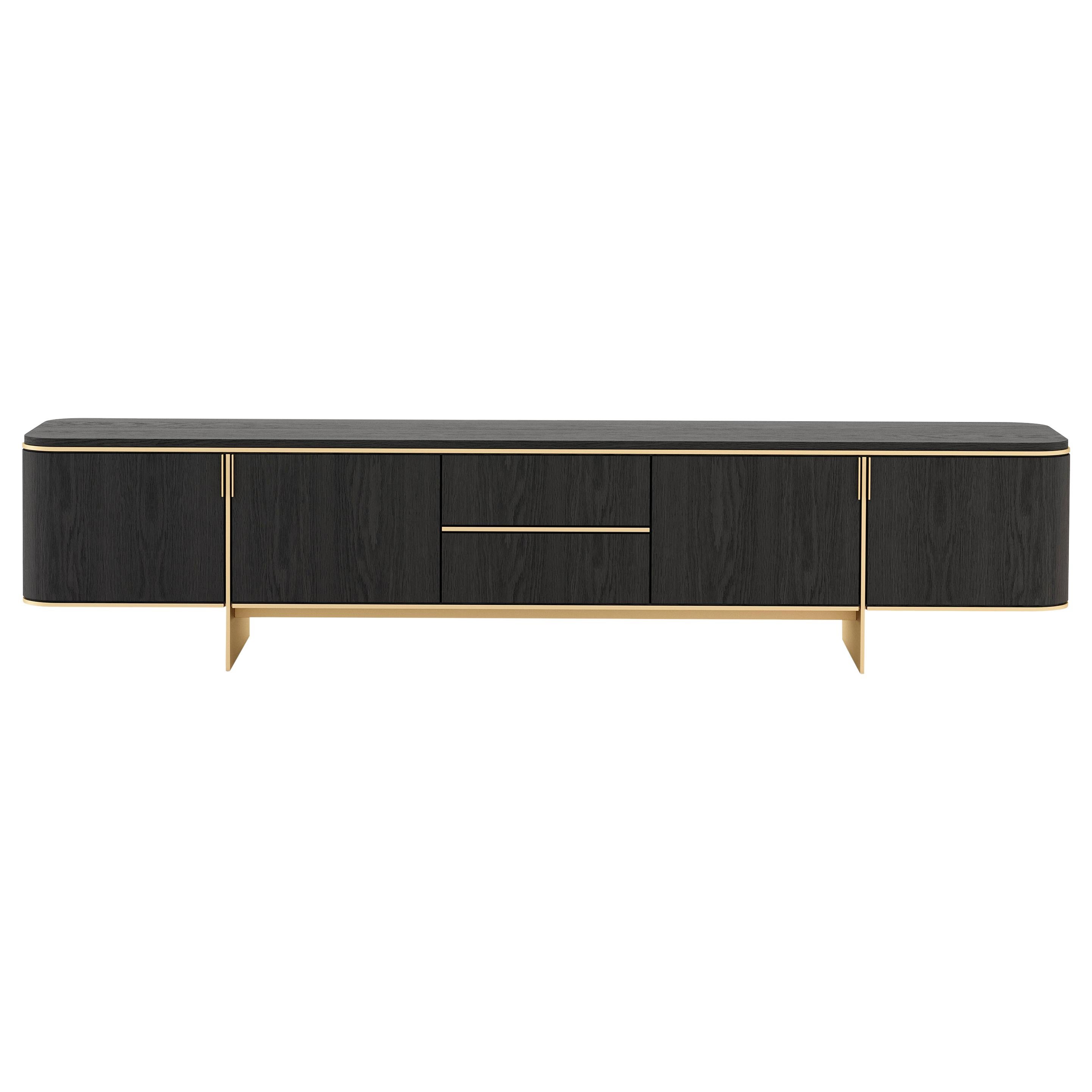 21st-century tv cabinet with marble top, fully customisable by Laskasas For Sale