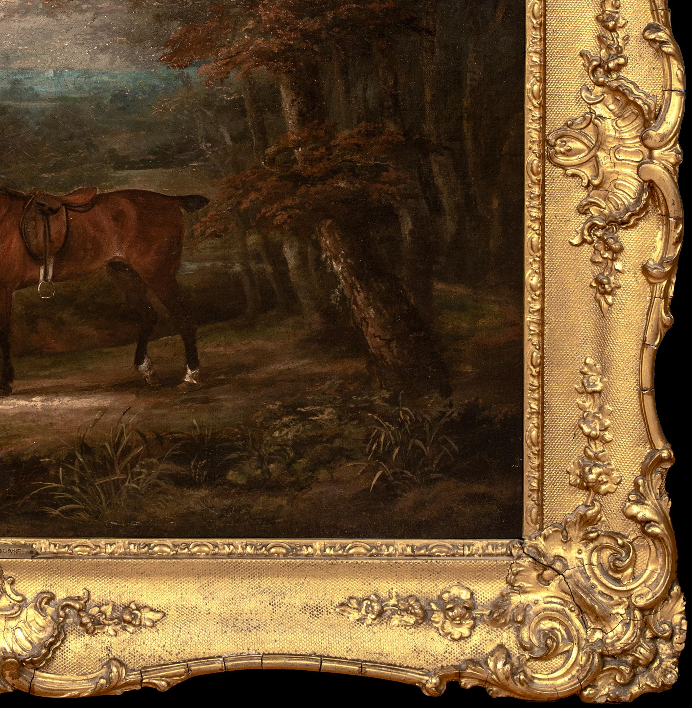 The Dismounted Hunter, Sir William Rowley, circa 1800

attributed to DEAN WOLSTENHOLME (1757-1837)

Large circa 1800 English Hunting scene of a dismounted huntsman, horse and terrier, oil on canvas attributed Dean Wolstenholme. Excellent quality and