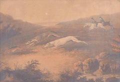 Lièvre à la course Gravure du 19e siècle d'après Dean Wolstenhome the Elder