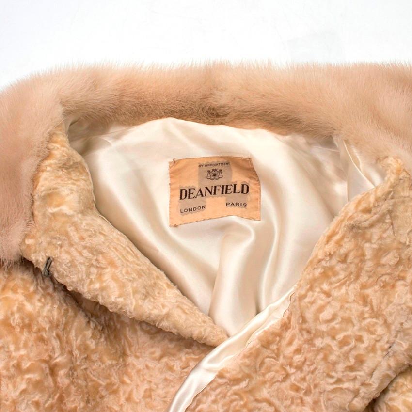 Deanfield Bespoke Astrakhan Cropped Jacket with Mink Fur Collar - Size S For Sale 1