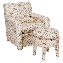 Retro DeAngelis Custom Floral Chair & Ottoman