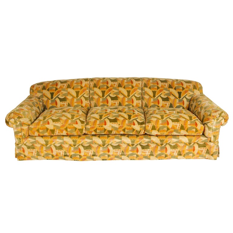 Deangelis ThreeSeat Down Sofa in Clarence House Velvet Fabric at