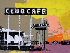 Club Cafe, Mixed Media on Wood Panel
