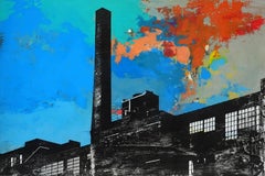 Complesso industriale, Pittura, Acrilico su pannello di Wood