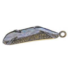 Deanna Hamro Gold Silver Boulder Opal Diamond Pendant