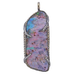 Deanna Hamro Gold Silver Boulder Opal Diamond Pendant