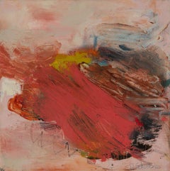 Conceal - Contemporary Abstract Painting in Red, Pink, Beige, Black, Teal