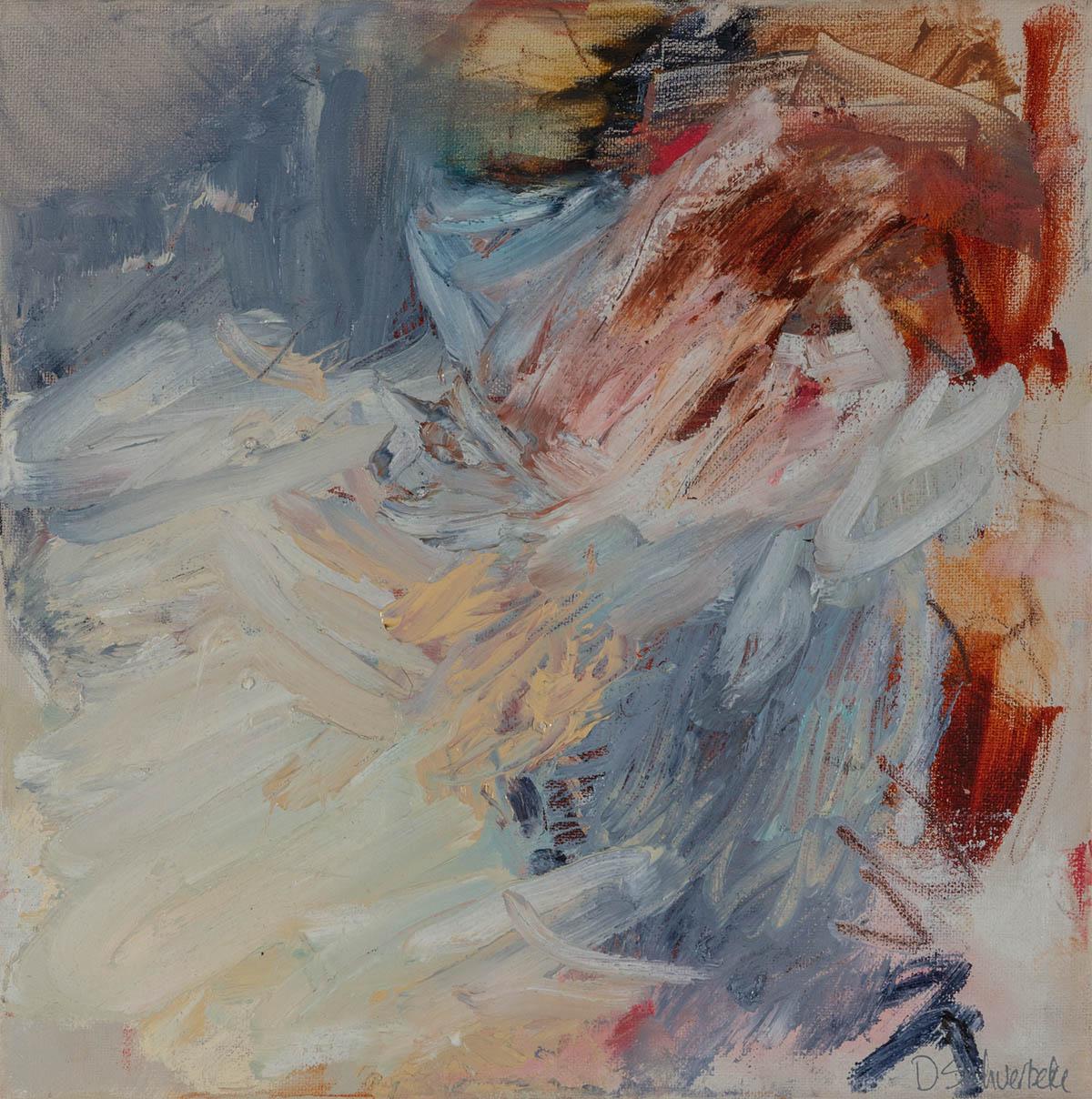 Flood - Contemporary Abstract Painting in White, Brown, Blue, Cream