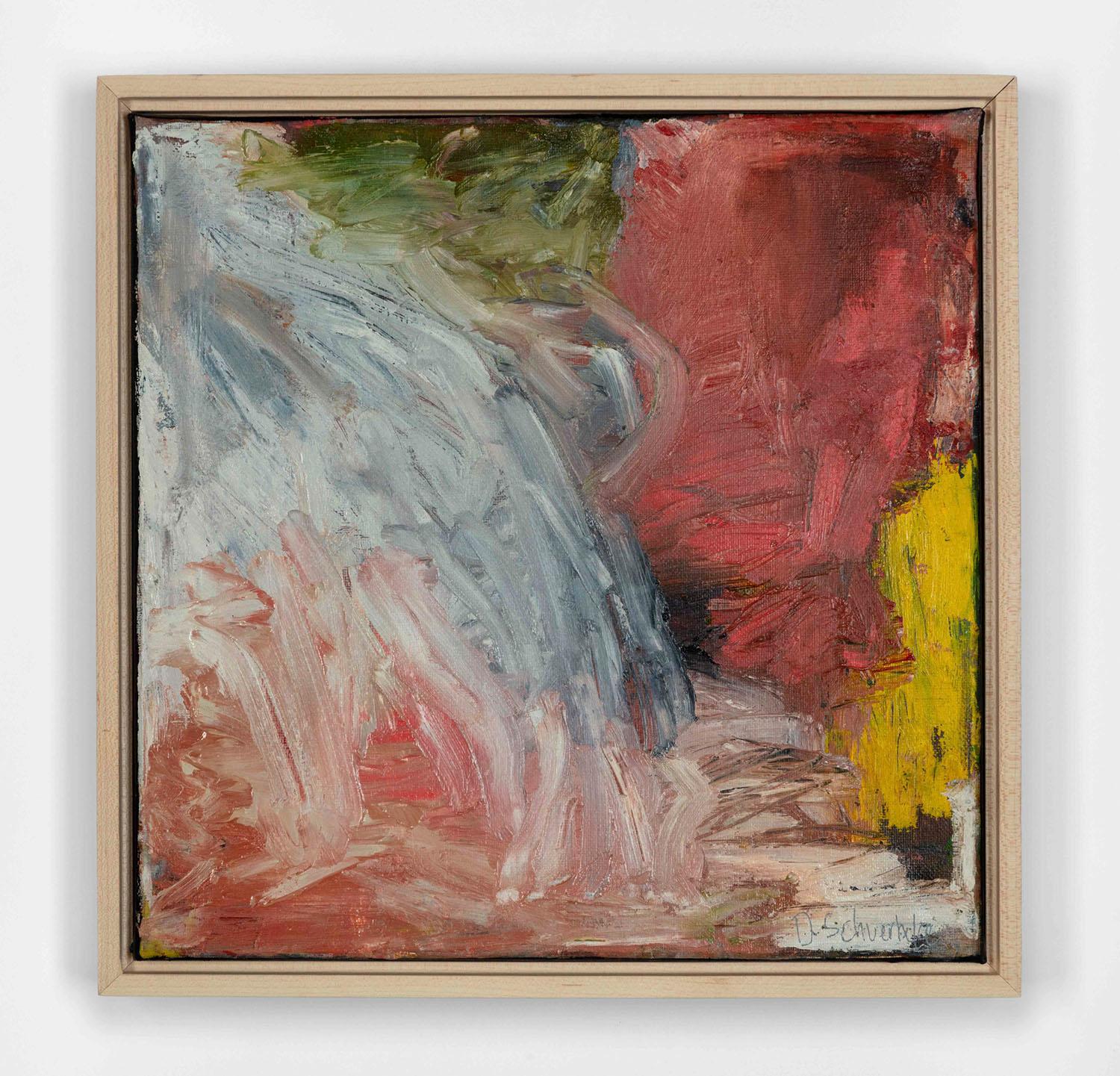 Spill - Framed Contemporary Abstract Painting in White, Red, Blue, Yellow, Green