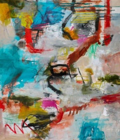 Unbreakable - Contemporary Abstract Painting in White, Red, Black, Blue