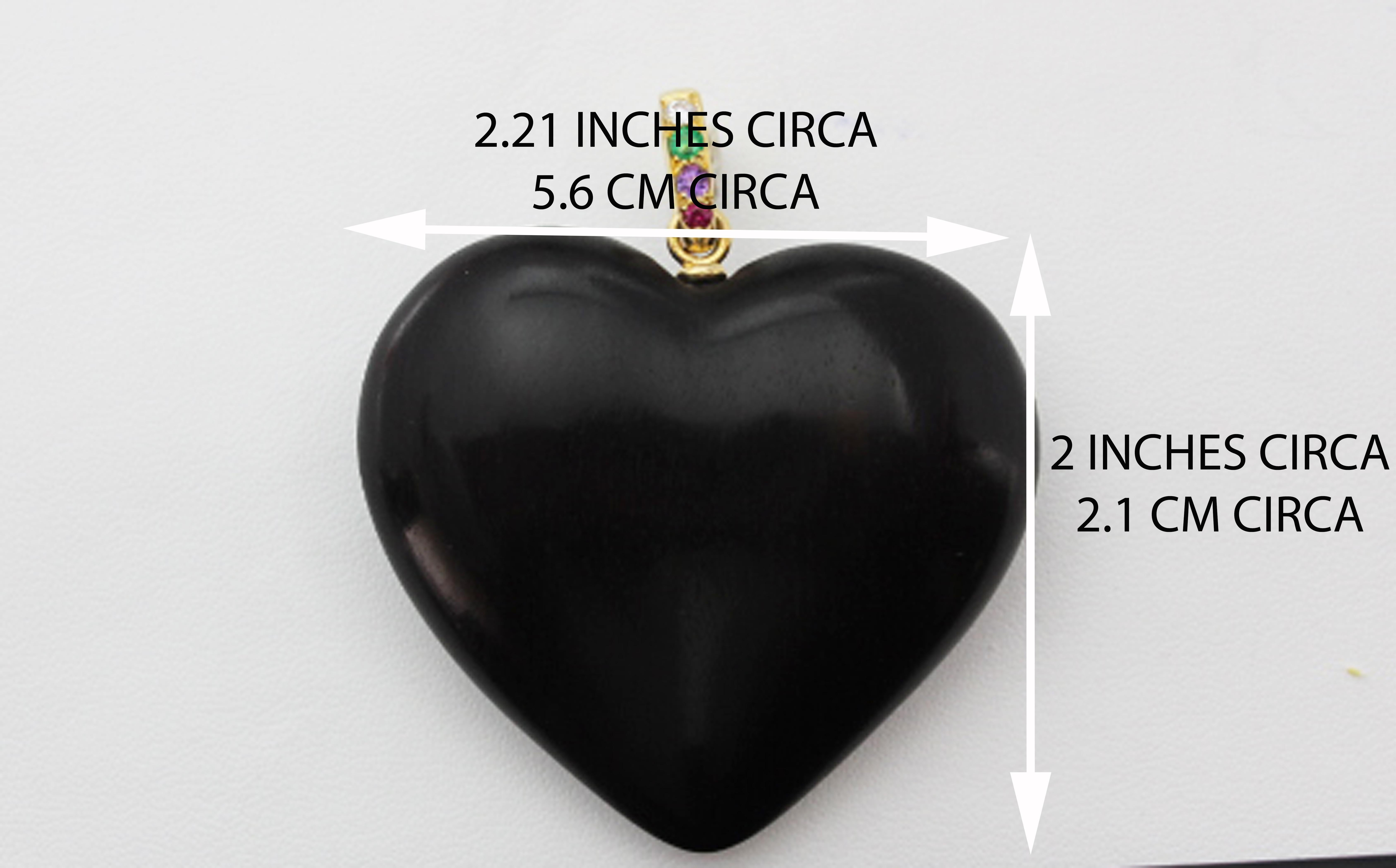 Dear Diamond Emerald Amethyst Ruby Black Wood Topaz Heart Pendant 18 Kt Gold In New Condition For Sale In Milano, IT
