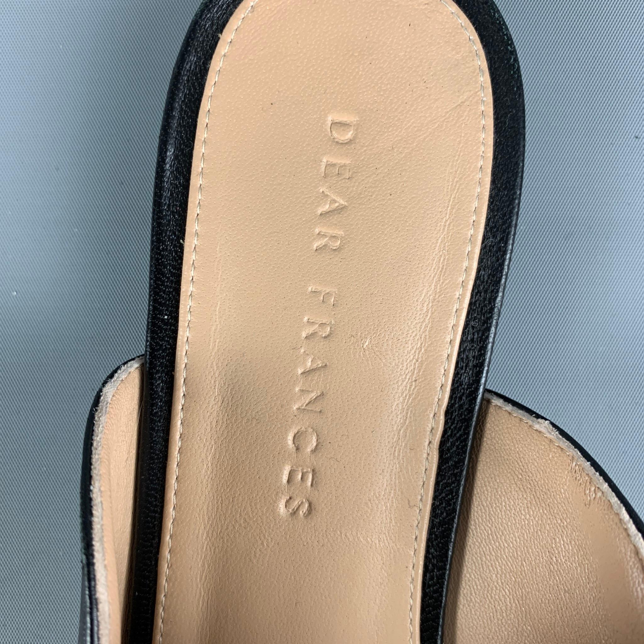 Women's DEAR FRANCES Size 8 Black and Brown Leather Shearling Slide Flats