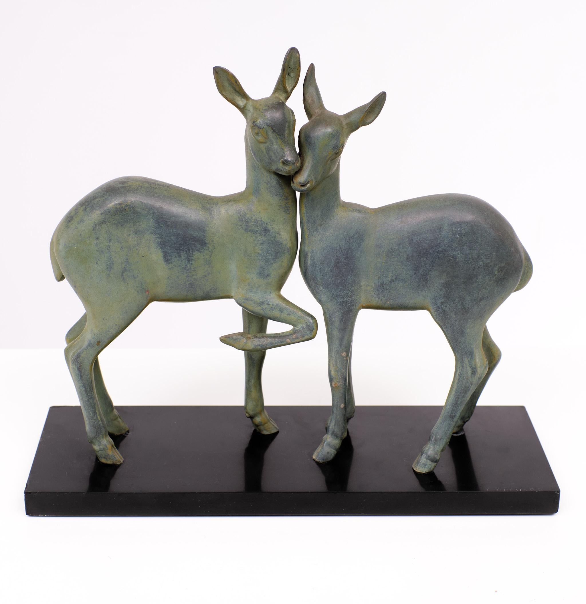Art déco Sculpture de cerf Art Déco  Irénée Rochard, France, années 1930
