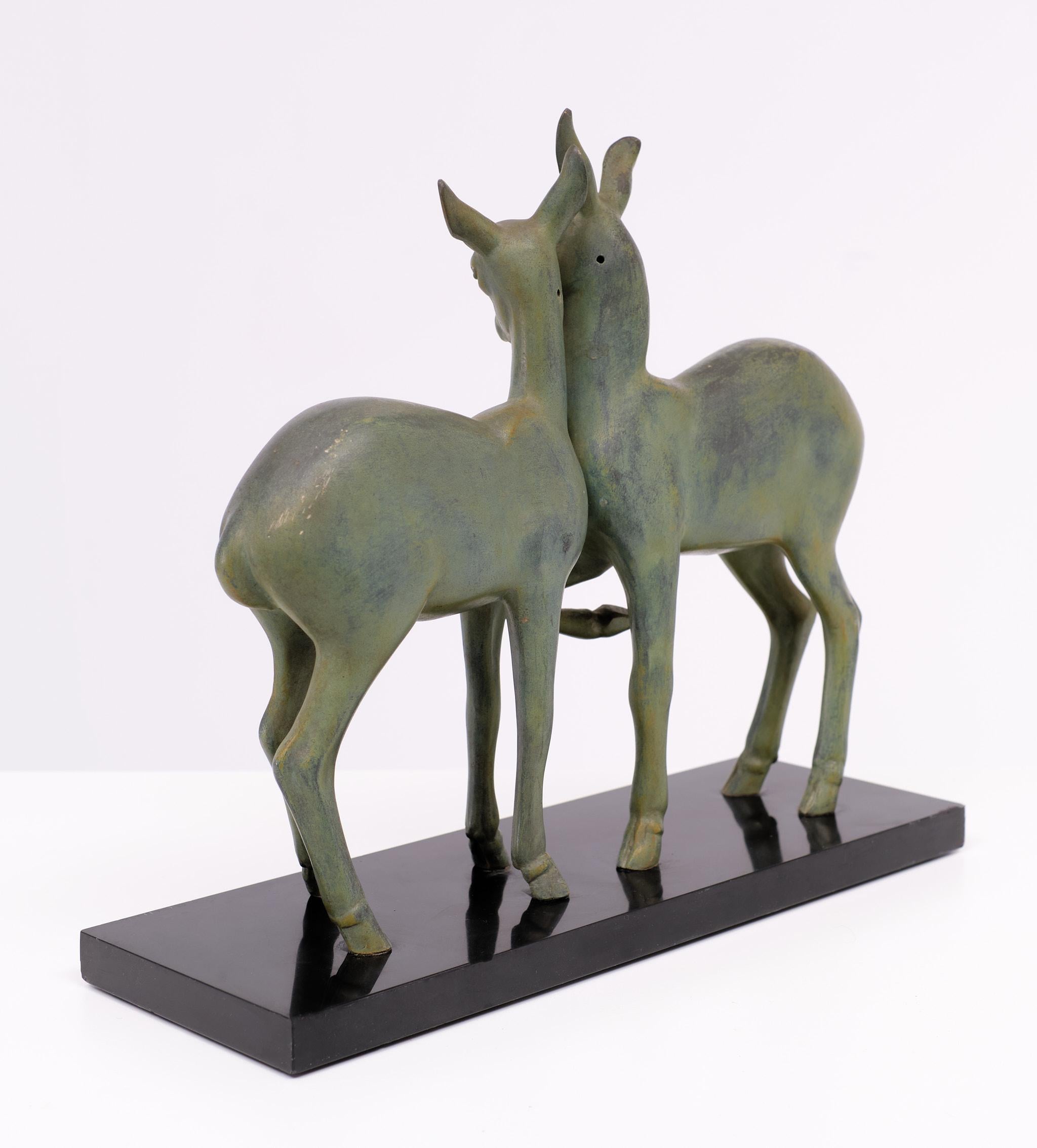 Français Sculpture de cerf Art Déco  Irénée Rochard, France, années 1930