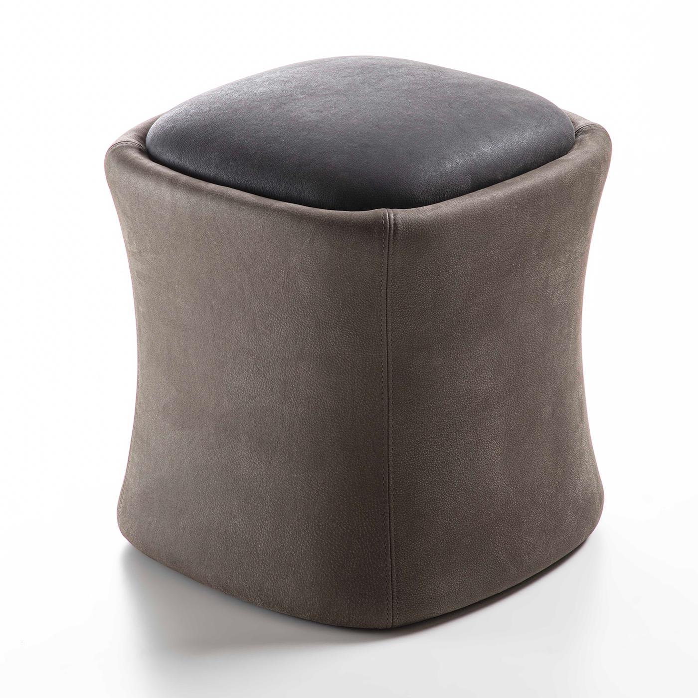 Contemporary Dear Two Tone Brown Pouf For Sale