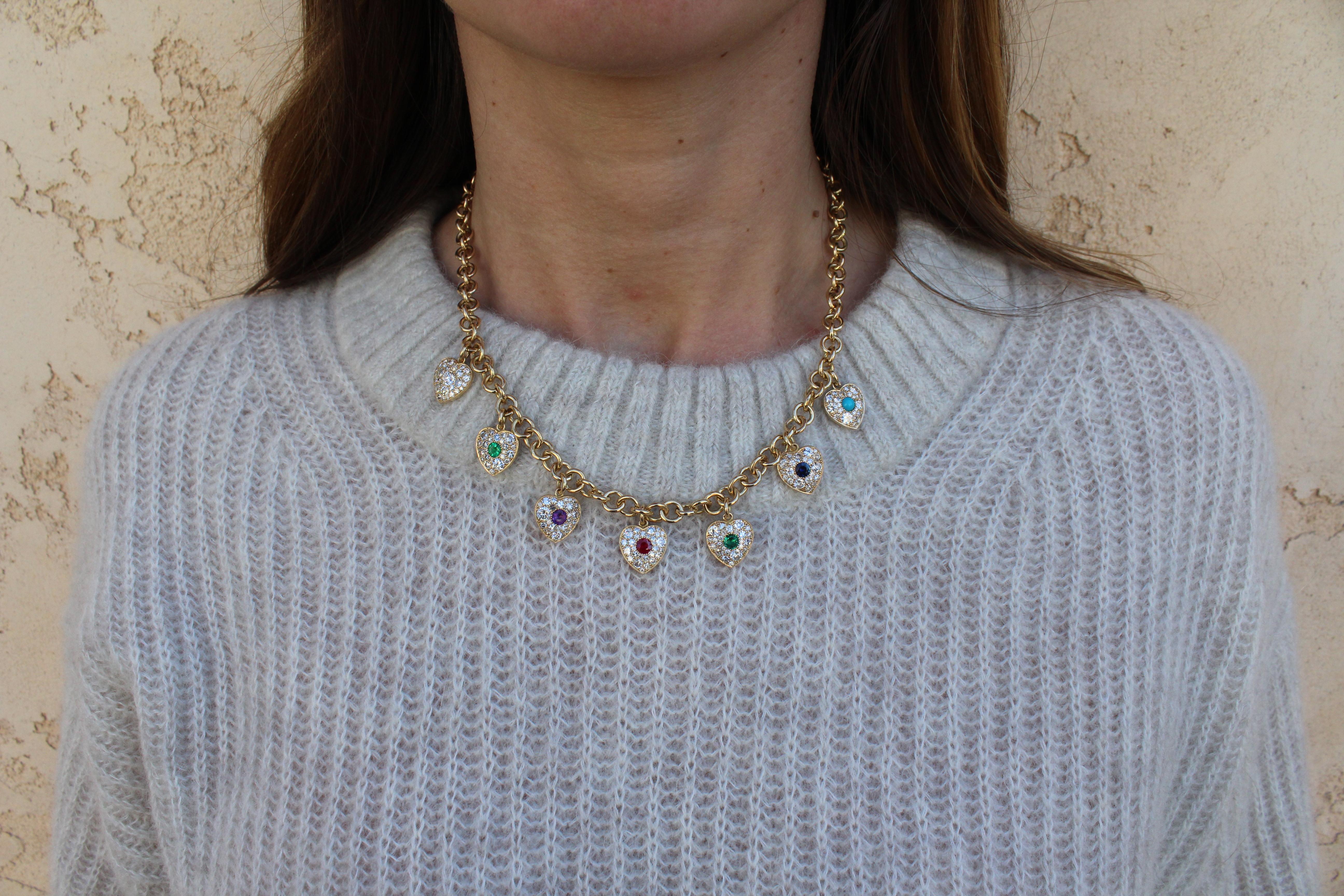 Women's Handcrafted DEAREST Diamond/Gemstone Necklace by Single Stone For Sale