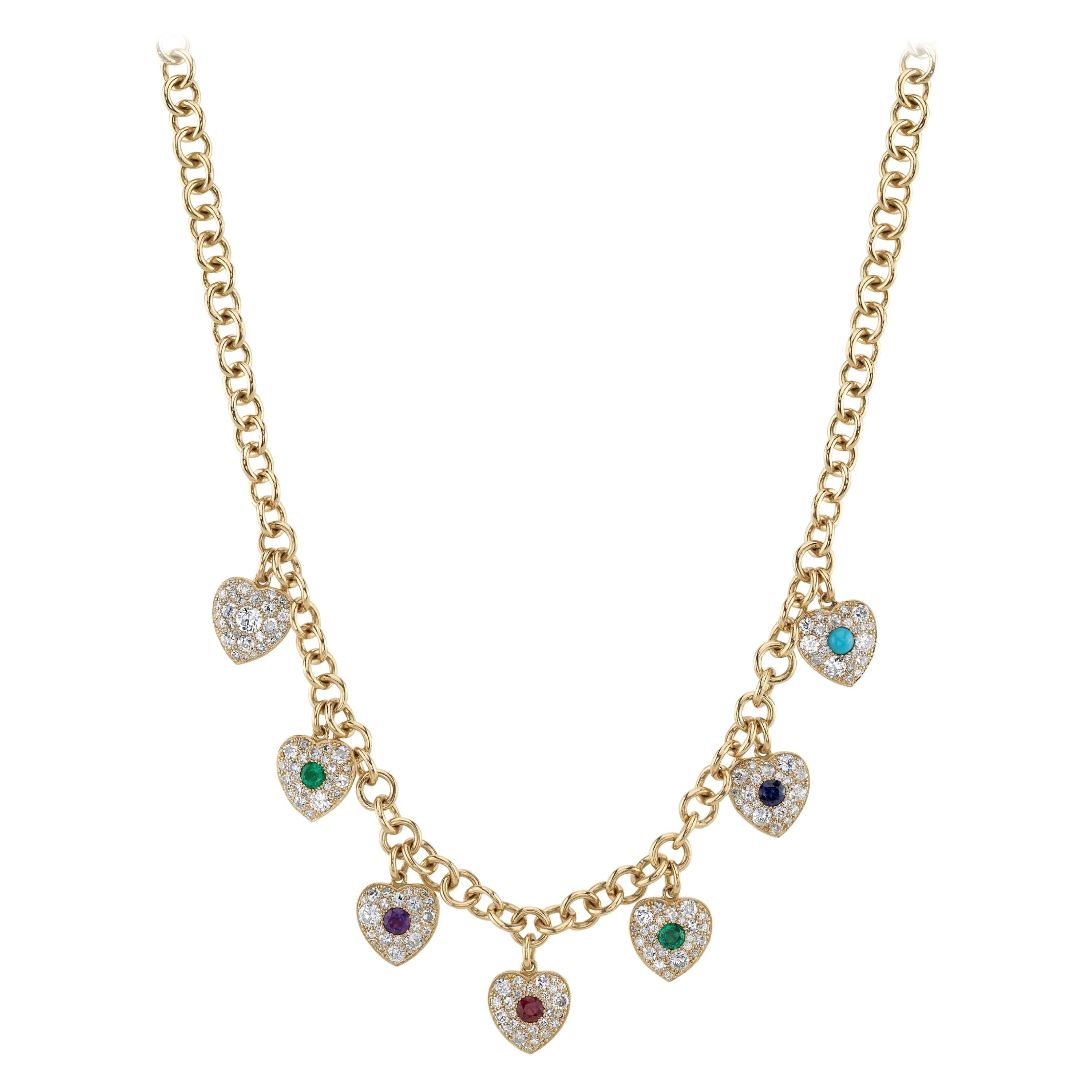 Handcrafted DEAREST Diamond/Gemstone Necklace by Single Stone For Sale