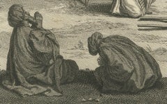 Morte e riti funebri dei Parsi - Rara incisione rituale zoroastriana del 1734