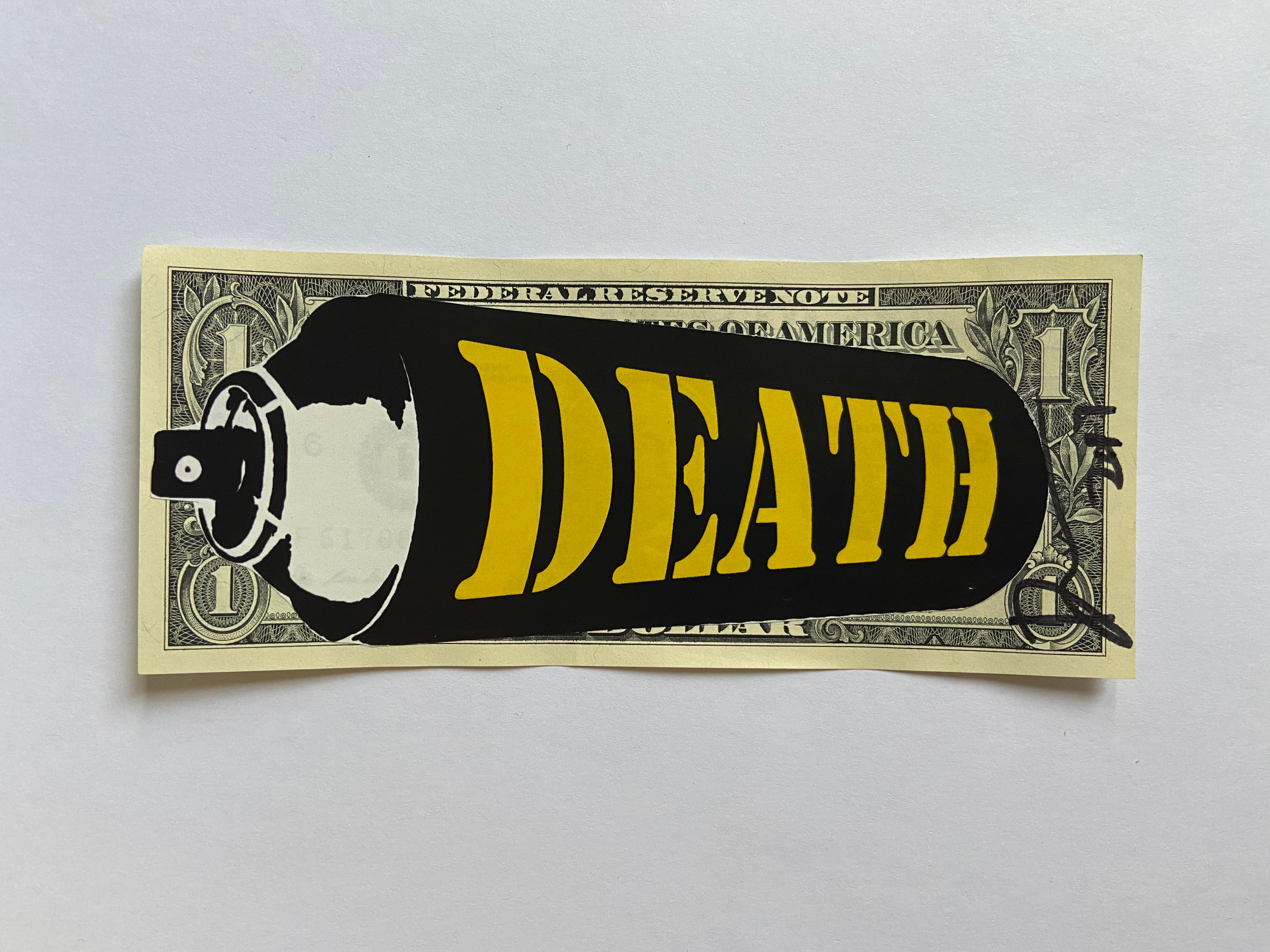 Death NYC
SPRAY GIALLO DELLA MORTE
2017
Incollare banconote da 1 dollaro
Firmato dall'artista
Dimensioni: 7 x 15,5 cm
Copia originale, consegnata con certificato di autenticità e timbro dell'artista
Condizioni perfette 
99 euro