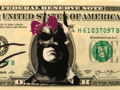 Rare dollar banknote by Death NYC, "Purple Bow Batman"