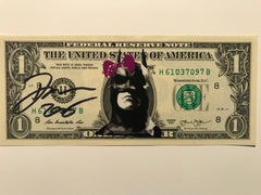Rare dollar banknote by Death NYC, "Purple Bow Batman"