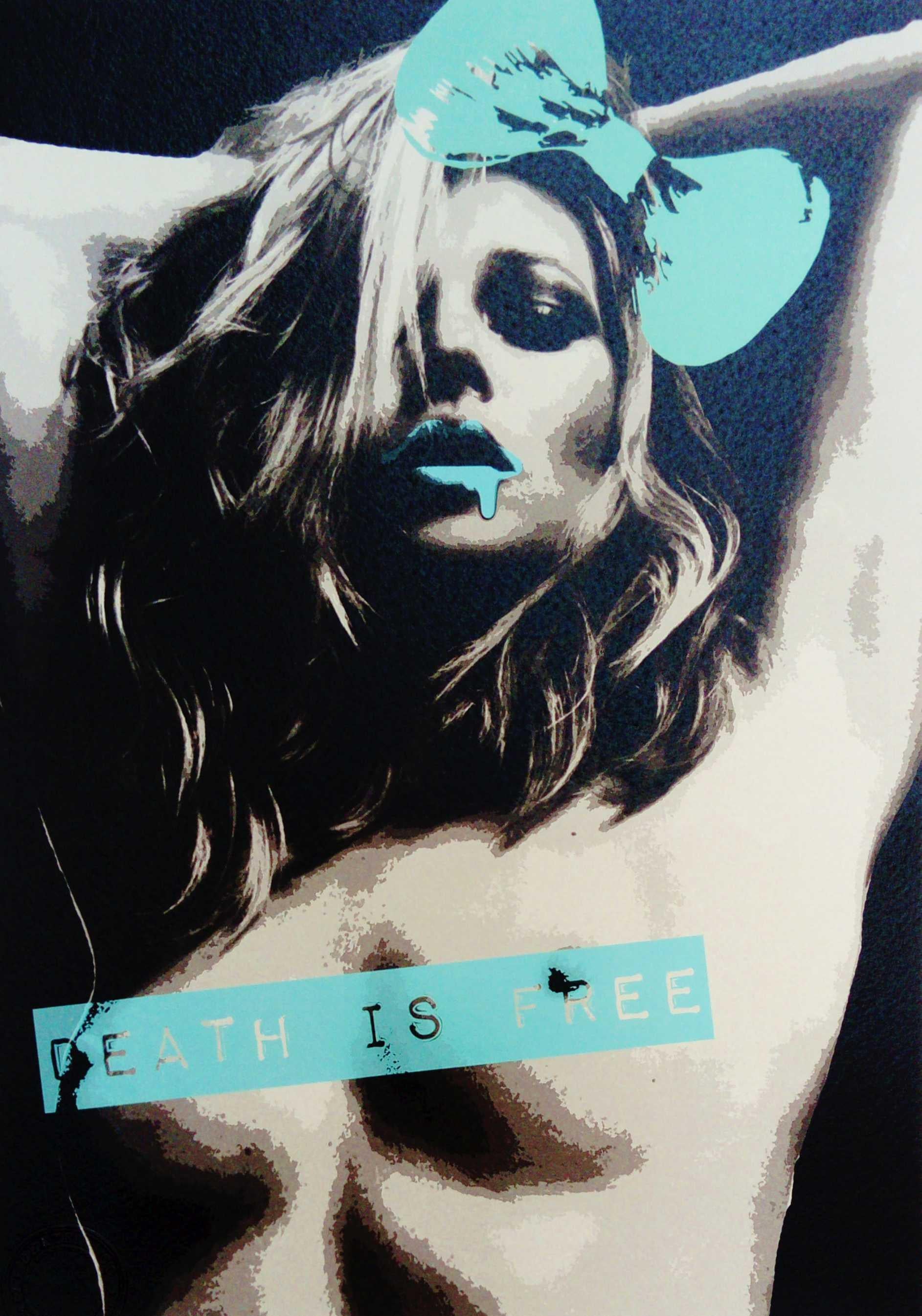 Death NYC Figurative Print - Kate's Bow - Turquoise