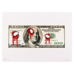 Death NYC, signiert, limitierte Auflage, Pop-Art-Druck, blutrockene Dollar Bill