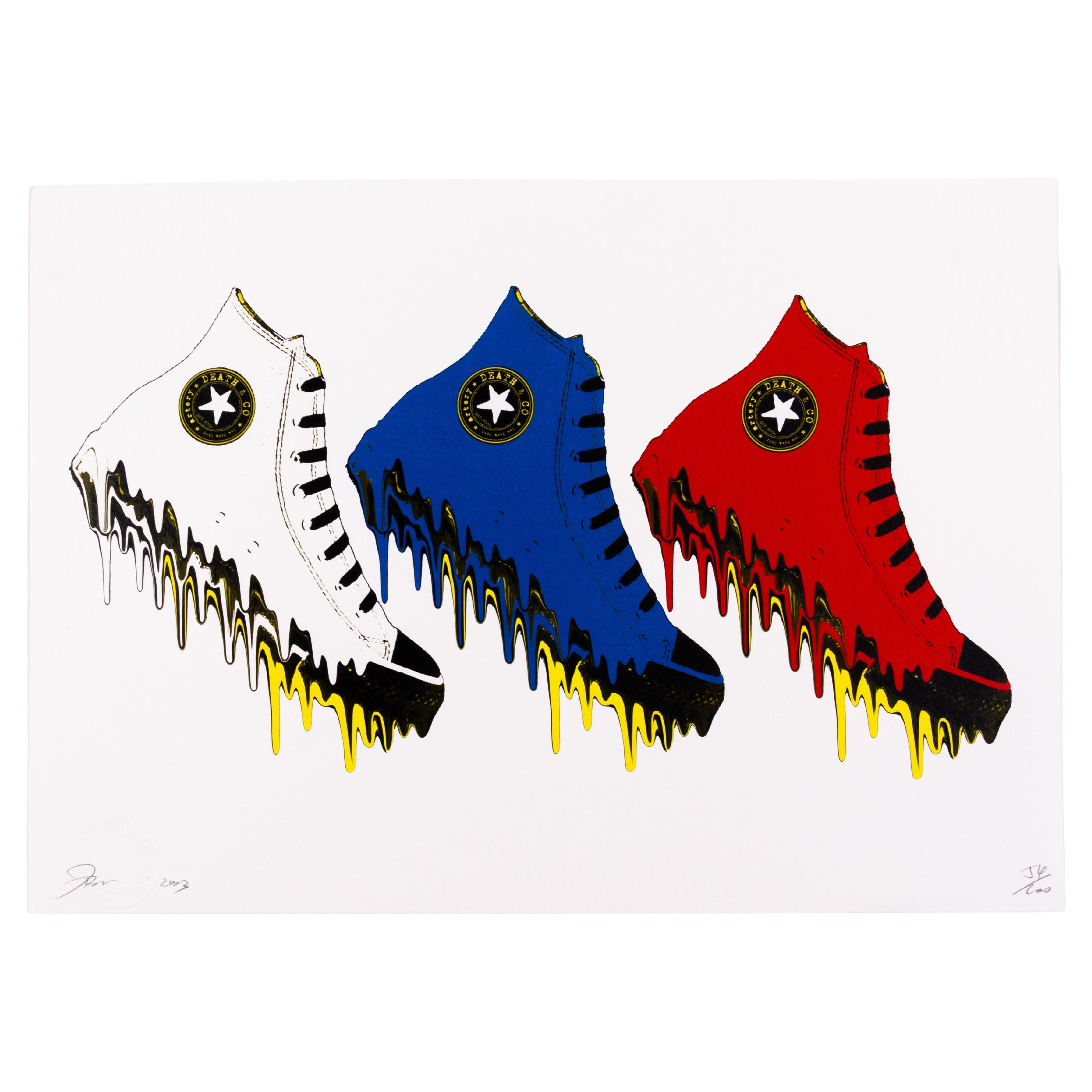 Death NYC Signed Limited Ed Pop Art Print Converse Sneaker For Sale