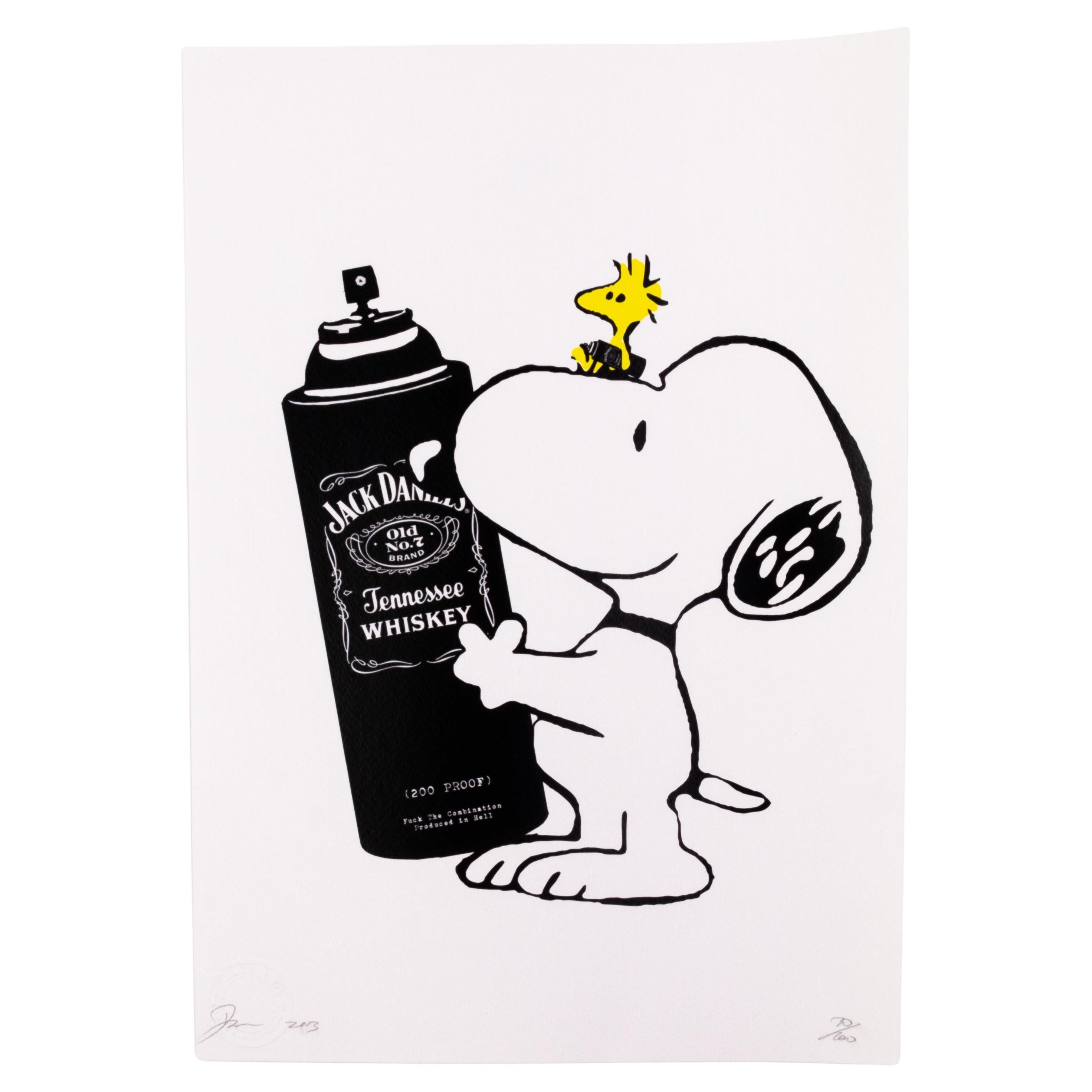 Death NYC Signed Limited Ed Pop Art Print Snoopy Jack Daniel's For Sale