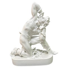 "Death of a Viking Legend", Scarce Art Deco Sculpture by Bregnoe w/ Male Nude