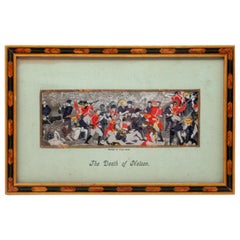 Antique Death of Nelson in 1805 Framed Stevengraph Handwoven Silk Picture 19th Century