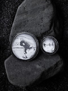 Death on Skates skull Ring in Platinum, Silver, Rock Crystal and Diamonds