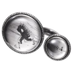 Death on Skates skull Ring in Platinum, Silver, Rock Crystal and Diamonds