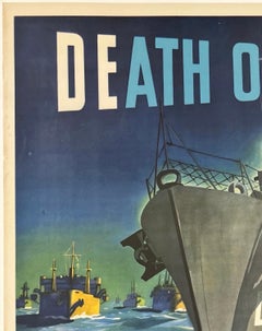 DEATH ON SUBS! U.S. NAVY DISPATCH Original Vintage World War WWII Poster