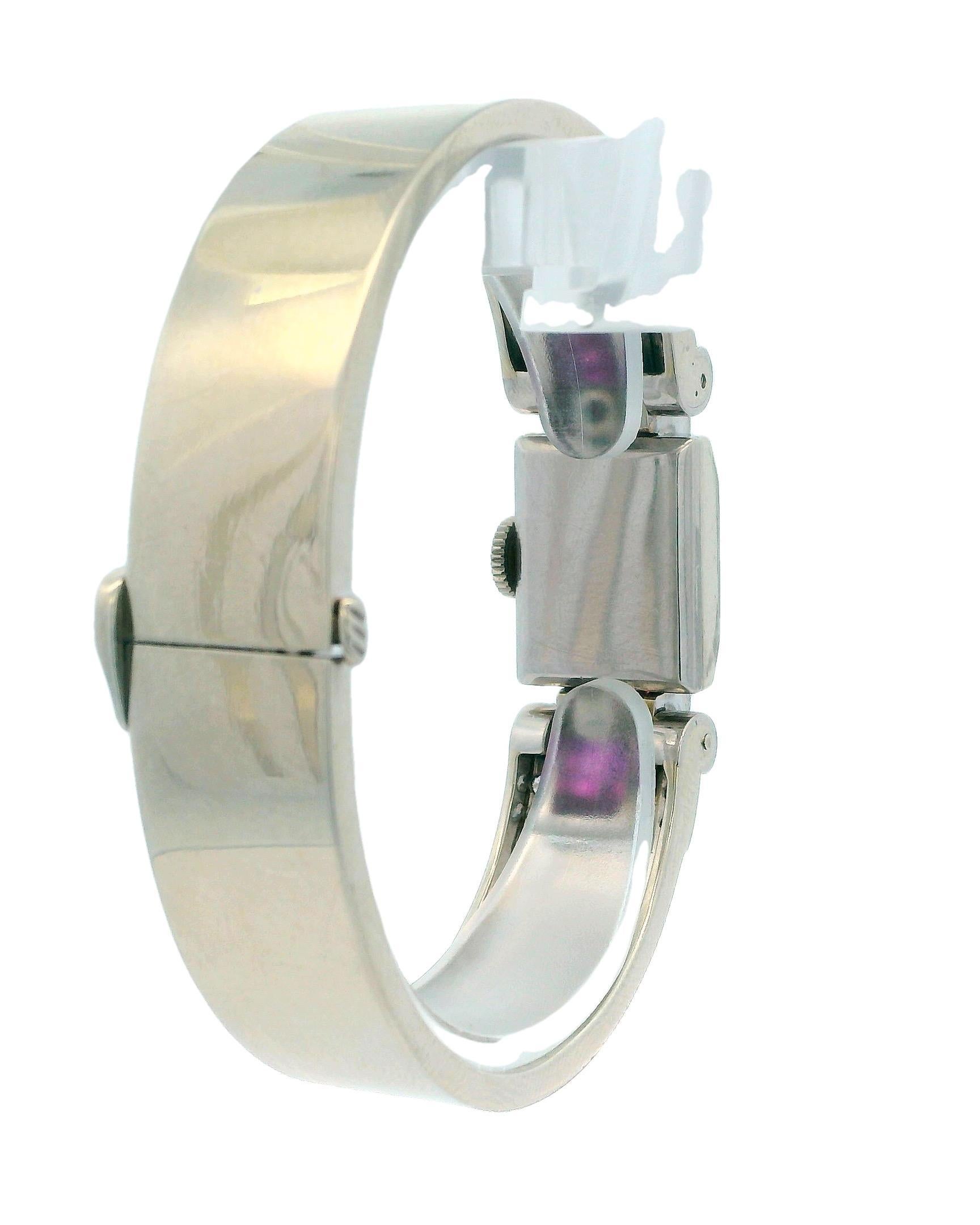 Women's Deaville Retro 14K White Gold With Ruby & Diamonds Ladies Watch For Sale