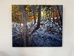 "As Light Filters In" - Impressionist Winter Landscape & Skyscape, Oil Painting