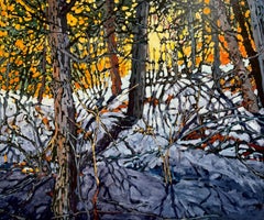 "As Light Filters In" - Impressionist Winter Landscape & Skyscape, Oil Painting