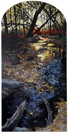 „Wie der Bach das Göttliche widerspiegelt“ – Impressionistische Landschaft, Ölgemälde