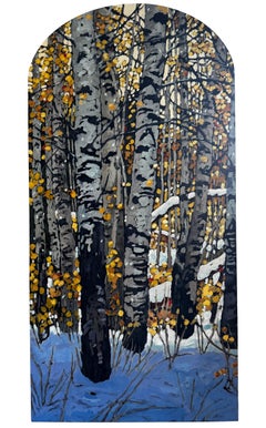 "Autumn's Swan Song" - Impressionist Aspen Forest, Oil Painting on Board