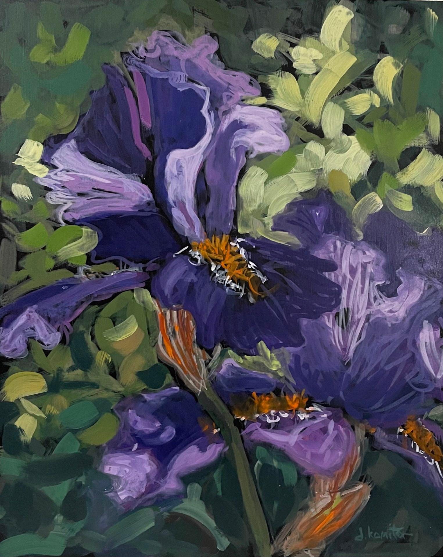 Deb Komitor Landscape Painting - Backyard Iris